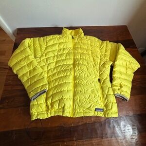 Patagonia Women L Neon Yellow Down Full Zip Puffer Jacket 84681F7
